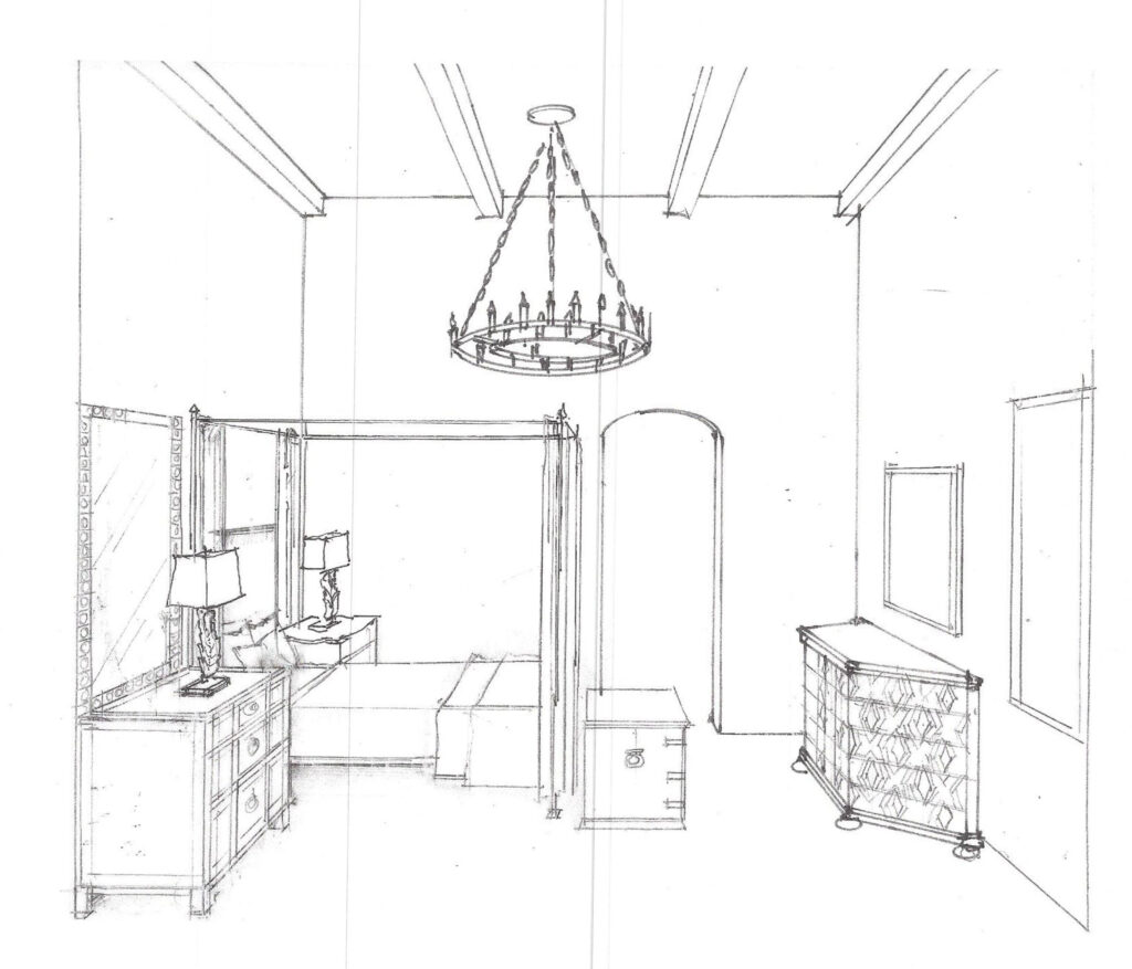 Barclay Butera designed bedroom sketch