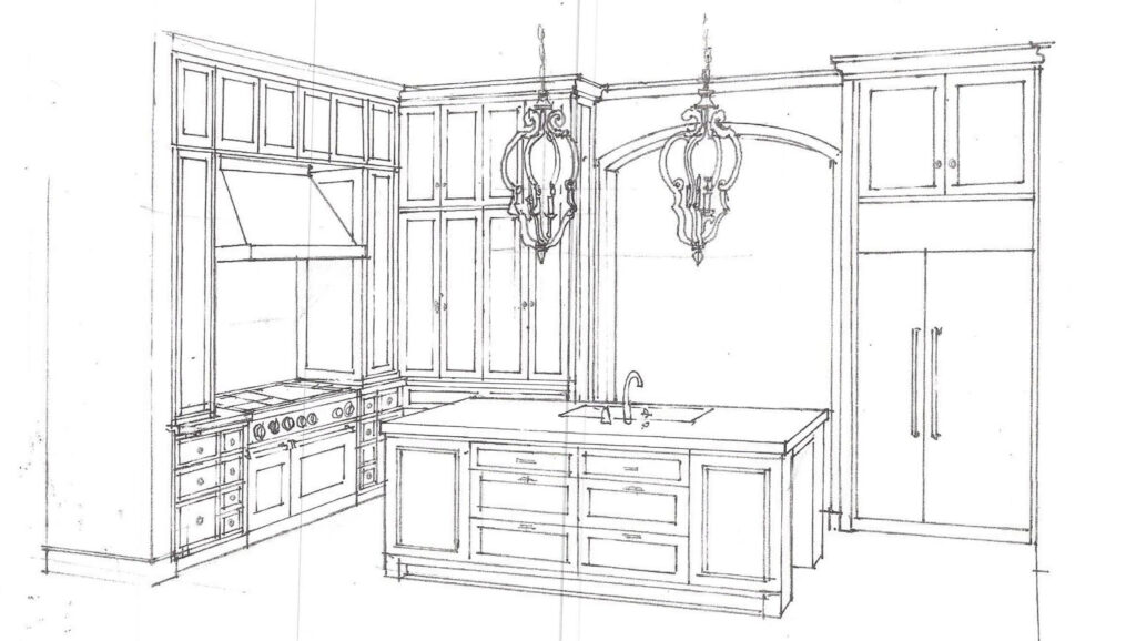 Barclay Butera designed kitchen sketch